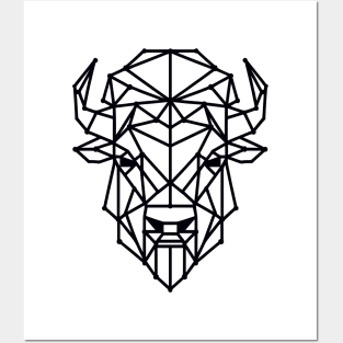 Geometric Bison Silhouette Art Posters and Art